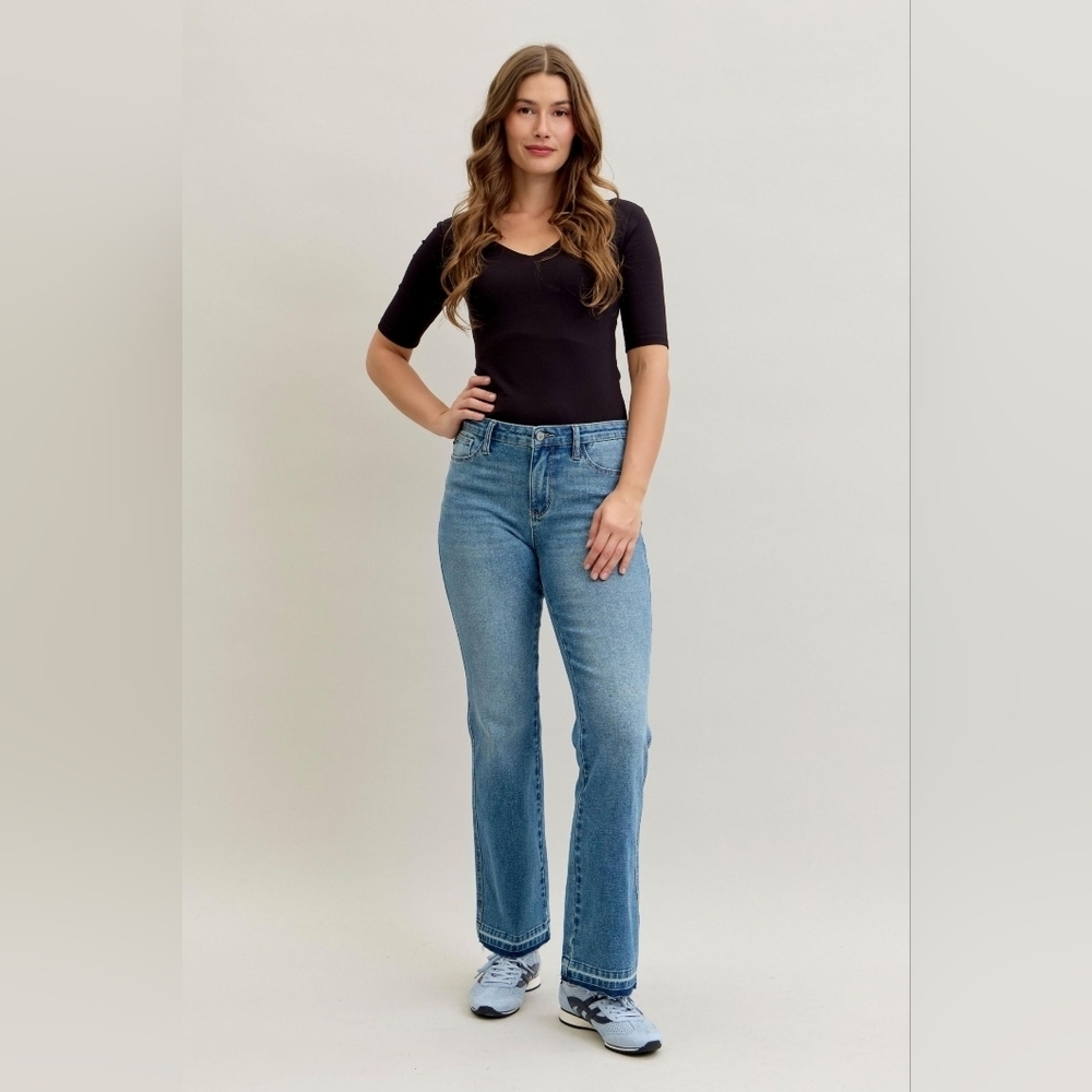 Judy Blue Mid Rise Tummy Control Released Hem Slim Bootcut Jeans Various NEW